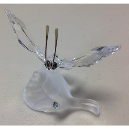 Swarovski Crystal Butterfly on Frosted Leaf Figurine #0182920 Original Box