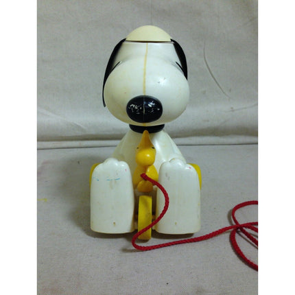Vintage 1970s Hasbro Snoopy Woodstock Pull Toy Spinning Ears Helicopter Peanuts