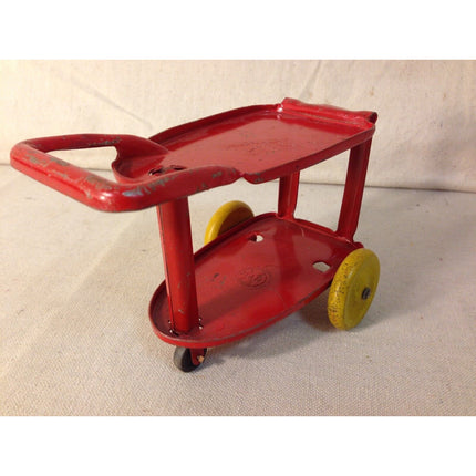 Vintage 1930s-40s Marx Die Cast Red 3-Wheel Toy Cart Table – Working