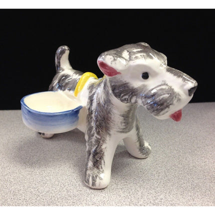 Occupied Japan Scottie Dog Porcelain Vintage Ring Holder with Dual Bowls