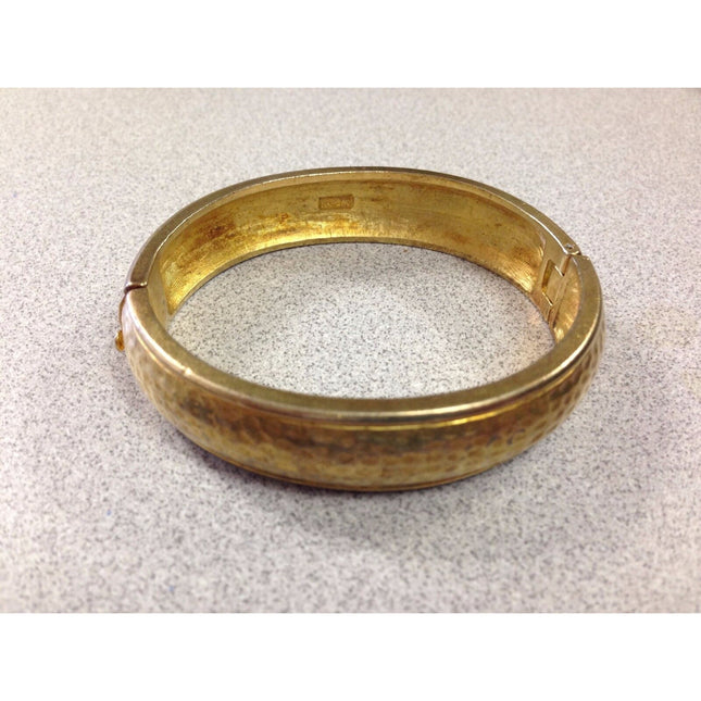 Vintage Napier Hammered Goldtone Metal Cuff Bracelet – 8"