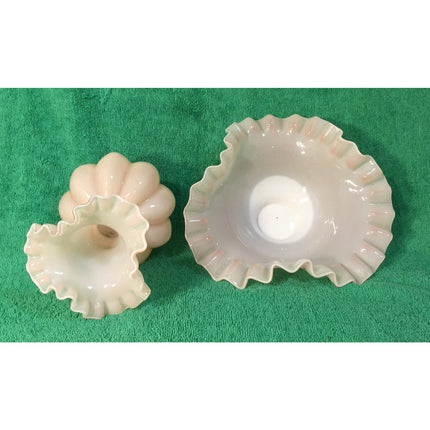 1940’s Pink Fenton Vase and Candy Dish – Vintage Glass Pair