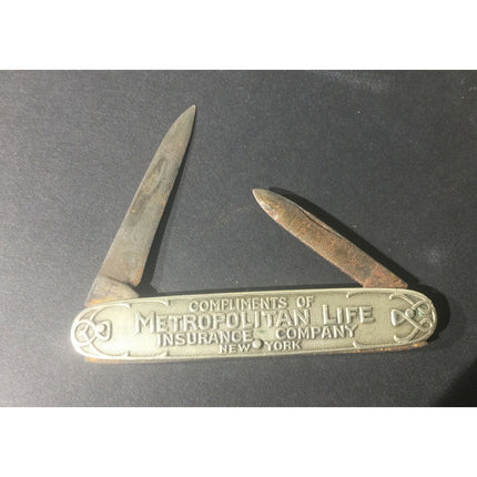 Vintage Metropolitan Life Insurance Pocket Knife A. Kastor & Bros. Silver Finish