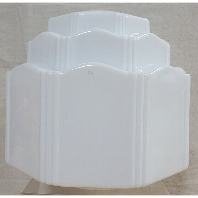 Vintage Art Deco White Glass 3-Tier Skyscraper Lamp Shade Globe Light Fixture