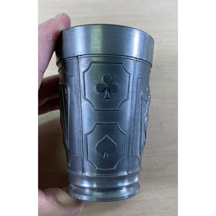 Vogel 95% Pewter Playing Cards Tumbler Collectible Vintage