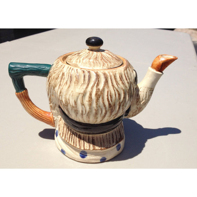 Vintage 1940s Japan Porcelain Teapot Old Lady Design 9" Antique