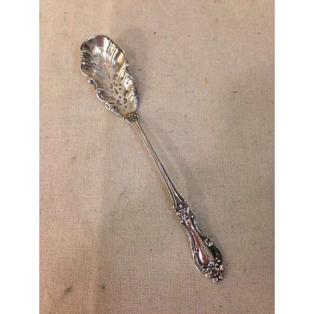Vintage Sterling Silver Engraved Ornate Olive Spoon