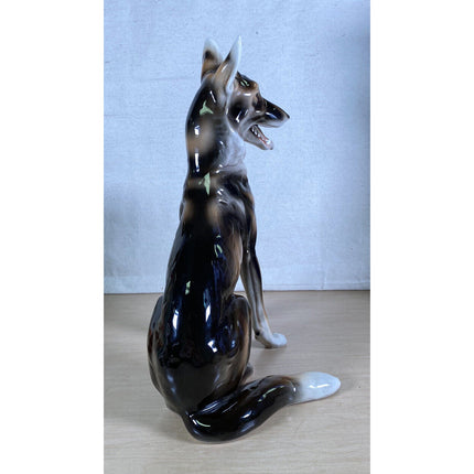 Wien Keramos Rudolf Chocholka Art Nouveau German Shepherd Alsatian Dog Figurine