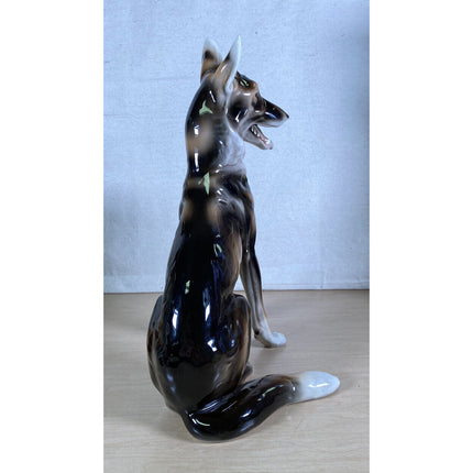 Wien Keramos Rudolf Chocholka Art Nouveau German Shepherd Alsatian Dog Figurine