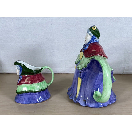 England “Little Old Lady” Pitcher & Creamer Set – 8 1/4" & 4 1/2" Tall