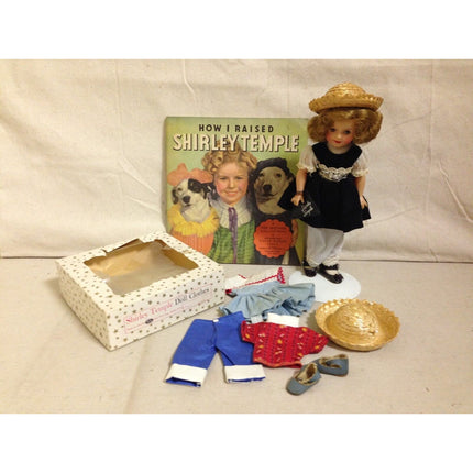 Vintage 1950s Ideal Shirley Temple ST-12 Doll 12" w/ Outfits, Purse & Book