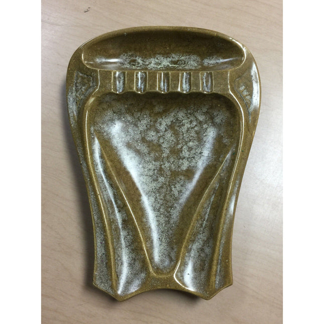 Mid-Century Modern McCoy USA Pottery Ashtray Brown & Tan 11" MCM Vintage