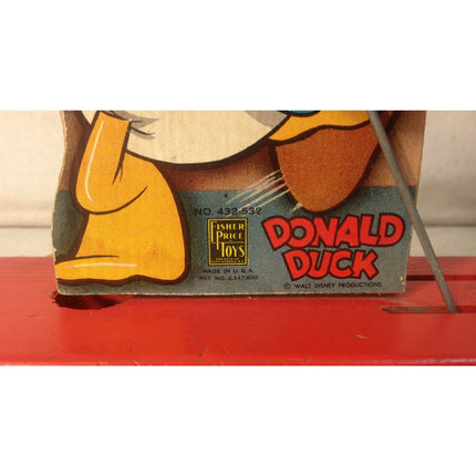 Vintage Fisher Price Donald Duck Drum Major Pull Toy #432-532