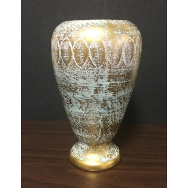 Stangl Pottery #5022 Vase Gold & Turquoise Mid-Century Vintage