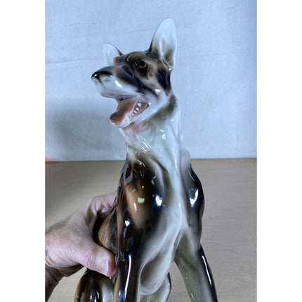 Wien Keramos Rudolf Chocholka Art Nouveau German Shepherd Alsatian Dog Figurine