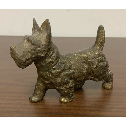 Japan Scottish Terrier Bronzed Figurine – 1940’s-50’s Metal Dog Statue
