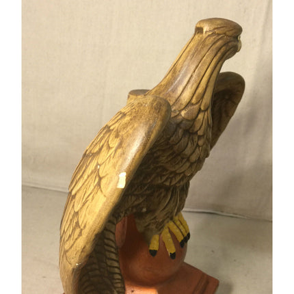Mid Century Atlantic Mold Eagles Plaster Chalkware Sculpture Figurine 11.75"