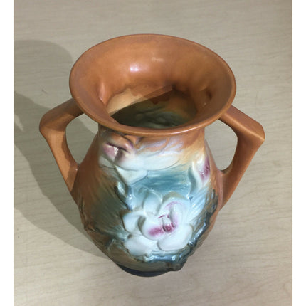 Vintage 7" Roseville Pottery Brown Magnolia Vase #90-7