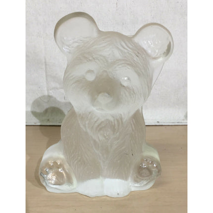 Viking Dalzell Frosted Glass Bear Figurine Handmade USA w/ Original Sticker