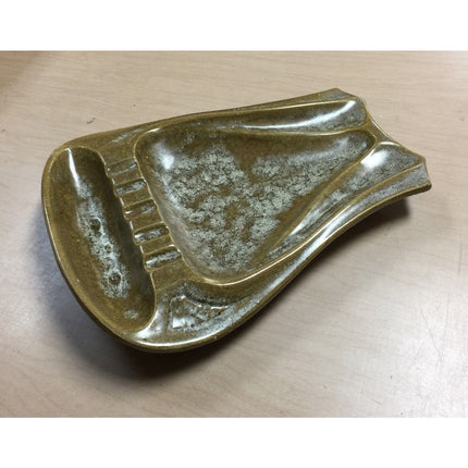 Mid-Century Modern McCoy USA Pottery Ashtray Brown & Tan 11"