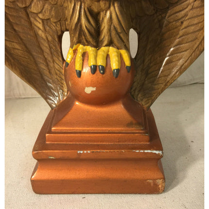 Mid Century Atlantic Mold Eagles Plaster Chalkware Sculpture Figurine 11.75"