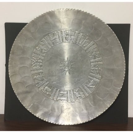 Arthur Armour Aluminum Zodiac Tray – Mid-Century Hand-Wrought 18" Vintage