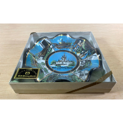 Vintage 1970s Walt Disney World Magic Kingdom Scalloped Dish Plate Sealed Box