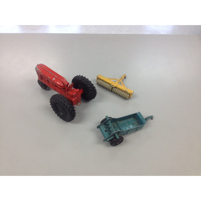 Vintage Hubley Jr. Die Cast Tractor w/ Manure Spreader & Disc – Farm Implements