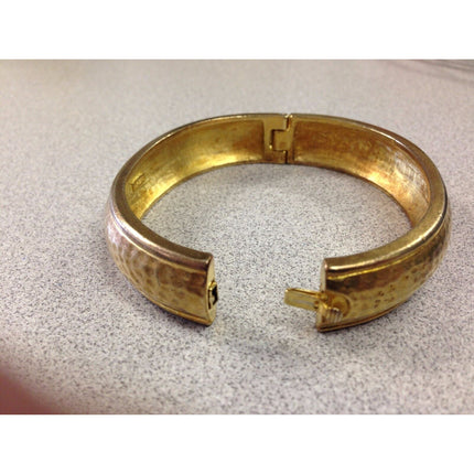 Vintage Napier Hammered Goldtone Metal Cuff Bracelet 8" Wide Fashion Jewelry