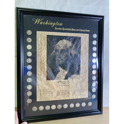 Washington State Quarter Dollar Collection – 32 Silver Coins in Framed Display
