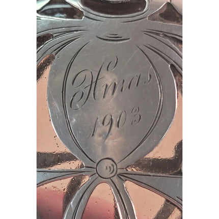 Antique 1903 Sterling Silver Overlay Glass Flask Monogrammed Christmas 1903