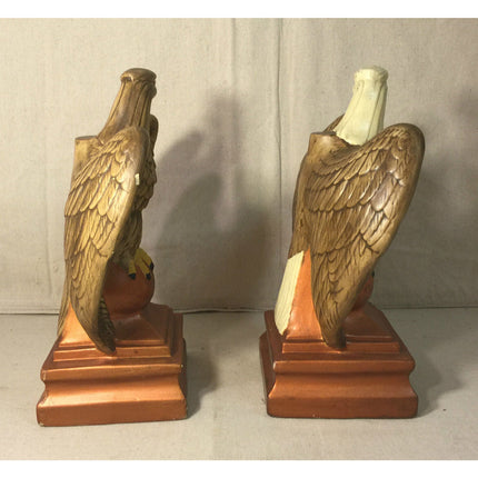 Mid Century Atlantic Mold Eagles Plaster Chalkware Sculpture Figurine 11.75"