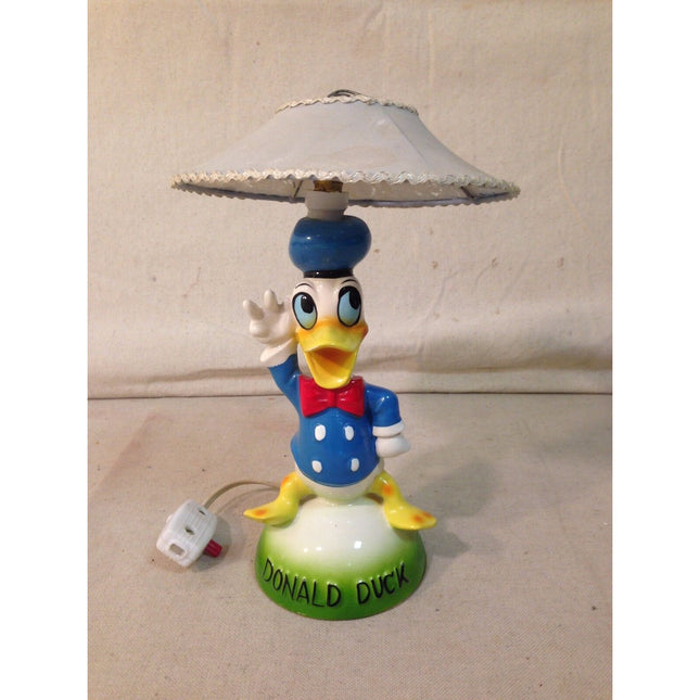 Vintage 1960s Dan Brechner Disney Donald Duck Porcelain Table Lamp w/ Shade