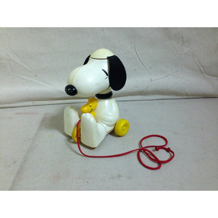 Vintage 1970s Hasbro Snoopy Woodstock Pull Toy Spinning Ears Helicopter Peanuts