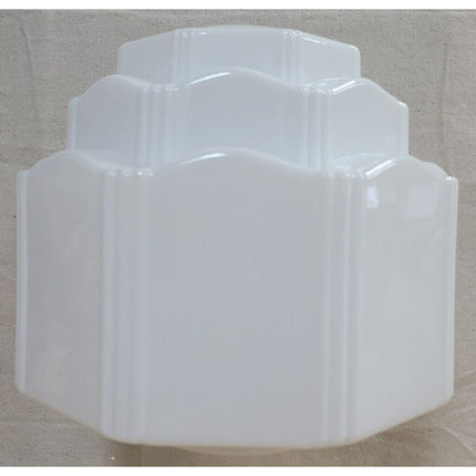Vintage Art Deco White Glass 3-Tier Skyscraper Lamp Shade Globe Light Fixture