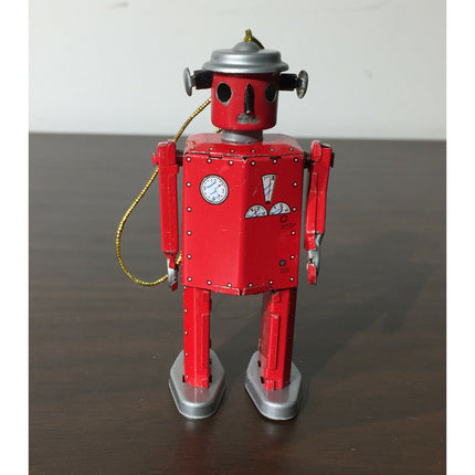 2 Schylling Tin Toy Ornaments – Robot & Ocean Liner (1997 Reproduction) w/ Boxes