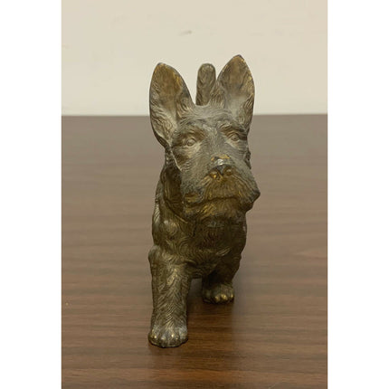 Japan Scottish Terrier Bronzed Figurine – 1940’s-50’s Metal Dog Statue