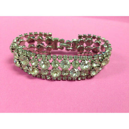 Vintage Weiss Rhinestone Bracelet – 4 Row Silvertone — Signed!