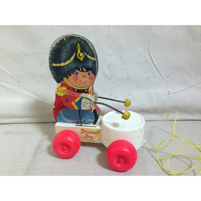 Vintage 1960’s Fisher Price Drummer Boy Pull Toy #634 – Wood & Plastic