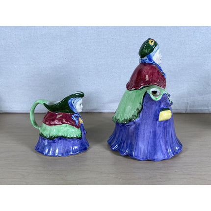 England “Little Old Lady” Pitcher & Creamer Set – 8 1/4" & 4 1/2" Tall