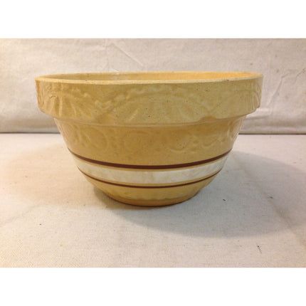 Vintage RRP 8" Mixing Bowl – Cream with Yellow, Brown & White Stripes