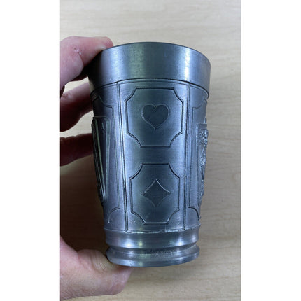 Vogel 95% Pewter Playing Cards Tumbler Collectible Vintage